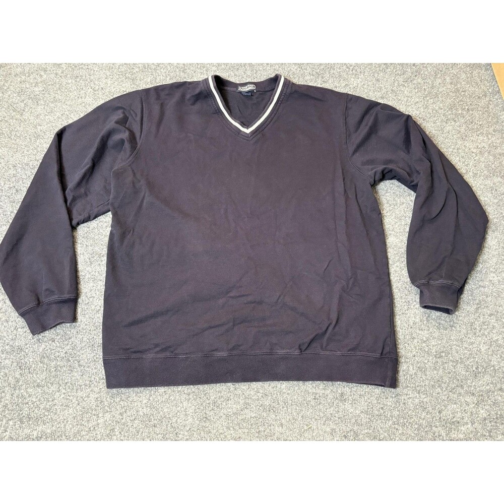 Lands' End Sweatshirt Mens L Blue V-Neck Fleece Pullover Singapore Regular Fit